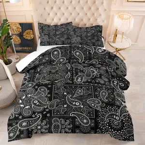 Paisley Element Quilt Set,Soft and Warm Bohemian Style Bedding Set,Includes 1 Bed Quilt and 1 or 2 Pillowcases Without Pillow Core,Bedroom Decoration Gift for Family or Friends