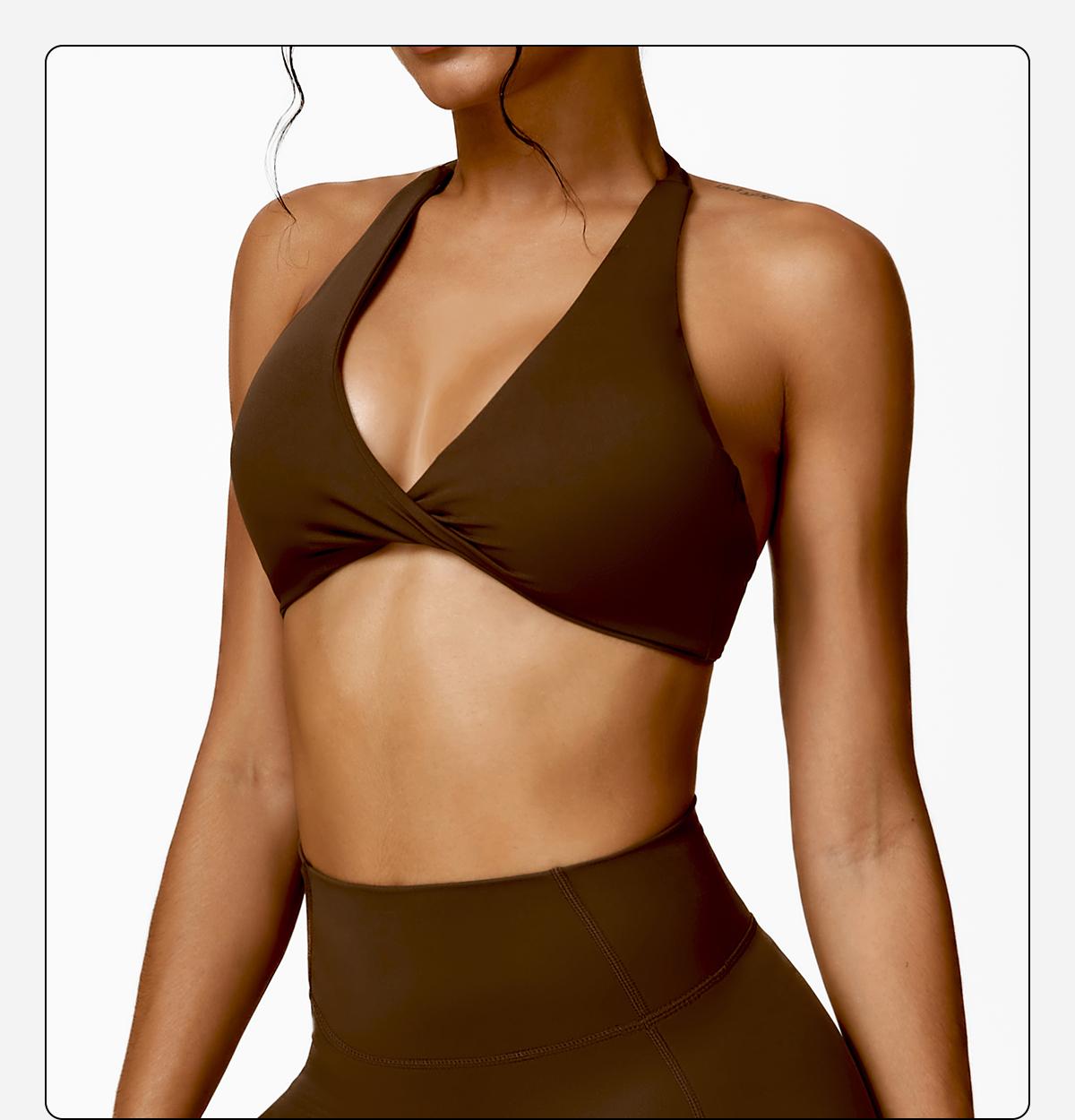 MFVIM Women's sports underwear, sexy hanging neck twist design sports underwear built-in bra pads, comfortable and skin-friendly, four seasons can wear, running gym workout sports underwear SpringStatements