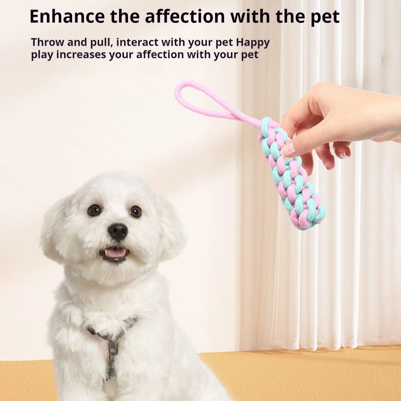 Pet Handmade Rope Chew Toy, Dental Cleaning Teething Biting Toy, Self-Entertainment Puzzle Toy for Small Dogs, Interactive Chewing Toy