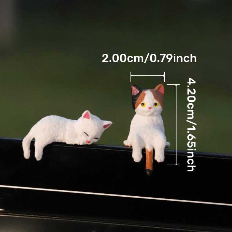 Cute Mini Cartoon Car Cat Ornaments Car Screen Edge Decoration Cat Micro Landscape Model Creative Car Accessories Gifts
