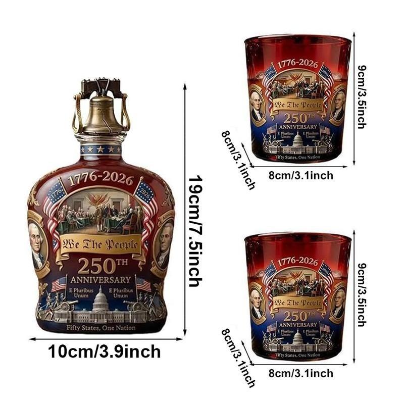 1 Set 250th Anniversary Whiskey Bottle,250 Anniversary Whiskey Bottle,250th Anniversary Decanter, Whiskey Bottle, We The People America 250 Anniversary Heritage Reserve Whiskey Glass Bottles, Old Fashioned Classic Father's Day for Liquor or Wine