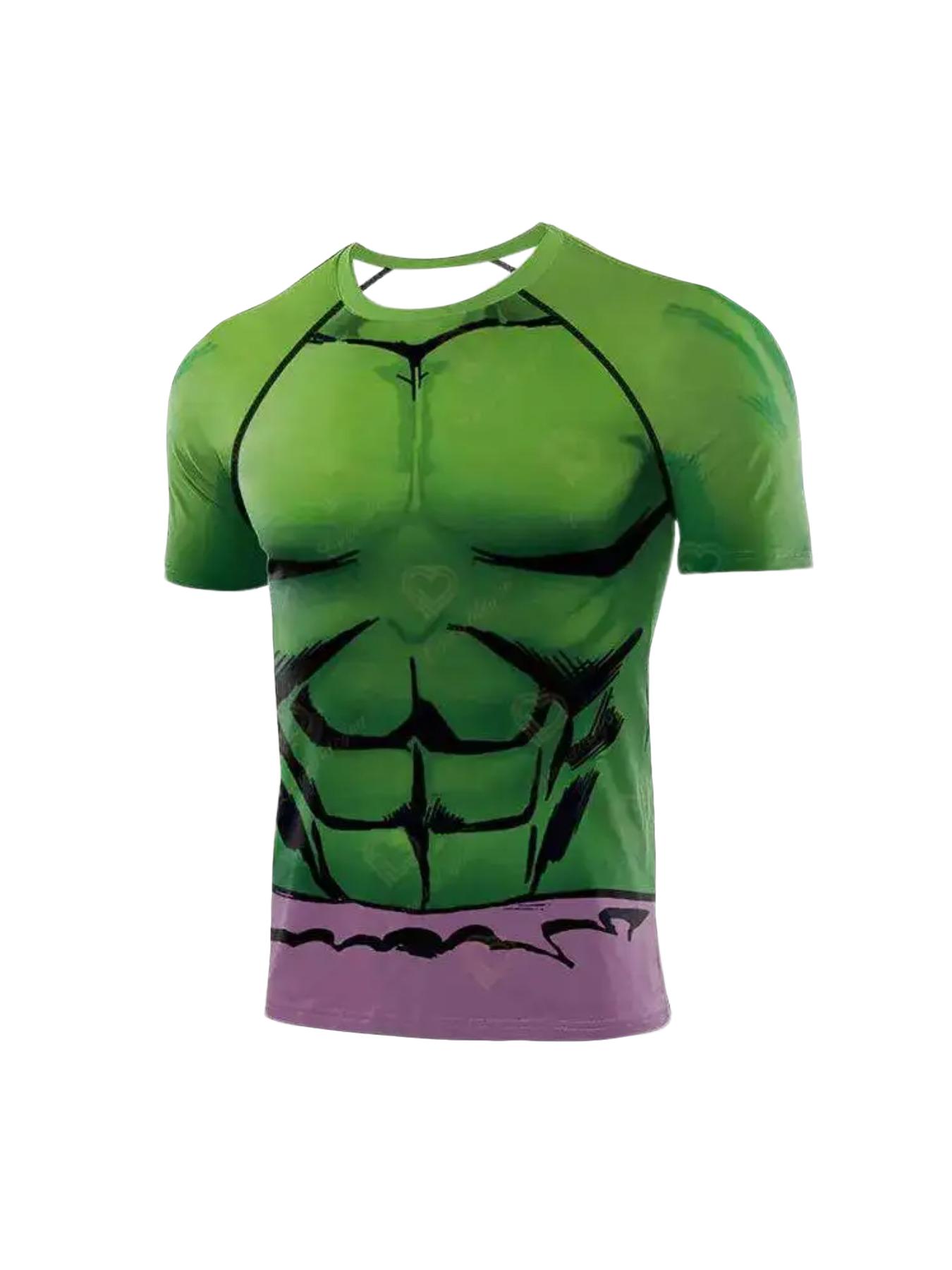 Men's 3D Printed Compression T-shirt Superhero Muscle Fitness Short Sleeve Quick Dry Sport Tee