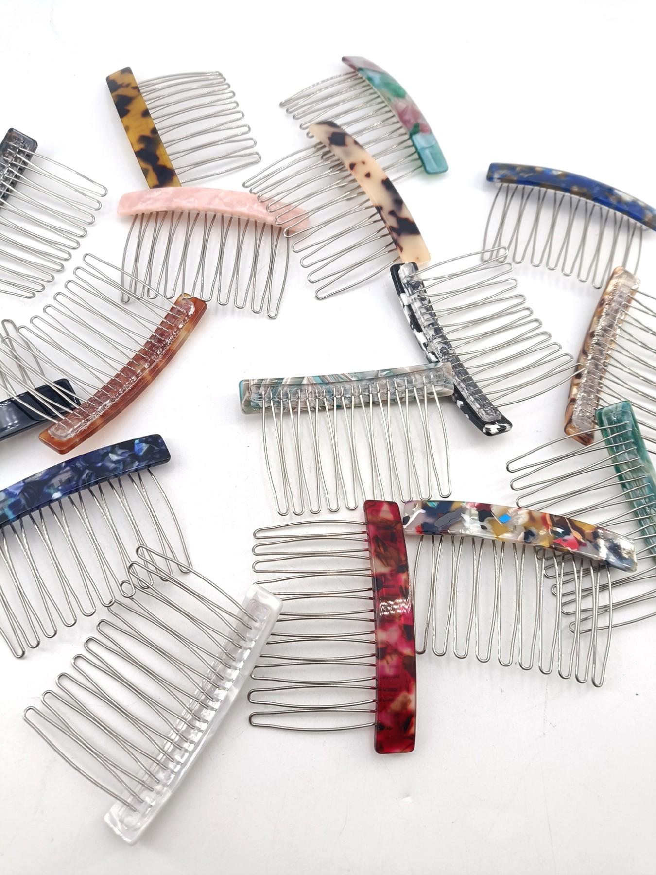 1PC 7.5cm Square 10-Tooth Acetate Hair Comb, Metal Material, Easy to Wear, Gentle on Hair, Vintage Elegant Style, Perfect for Daily Use