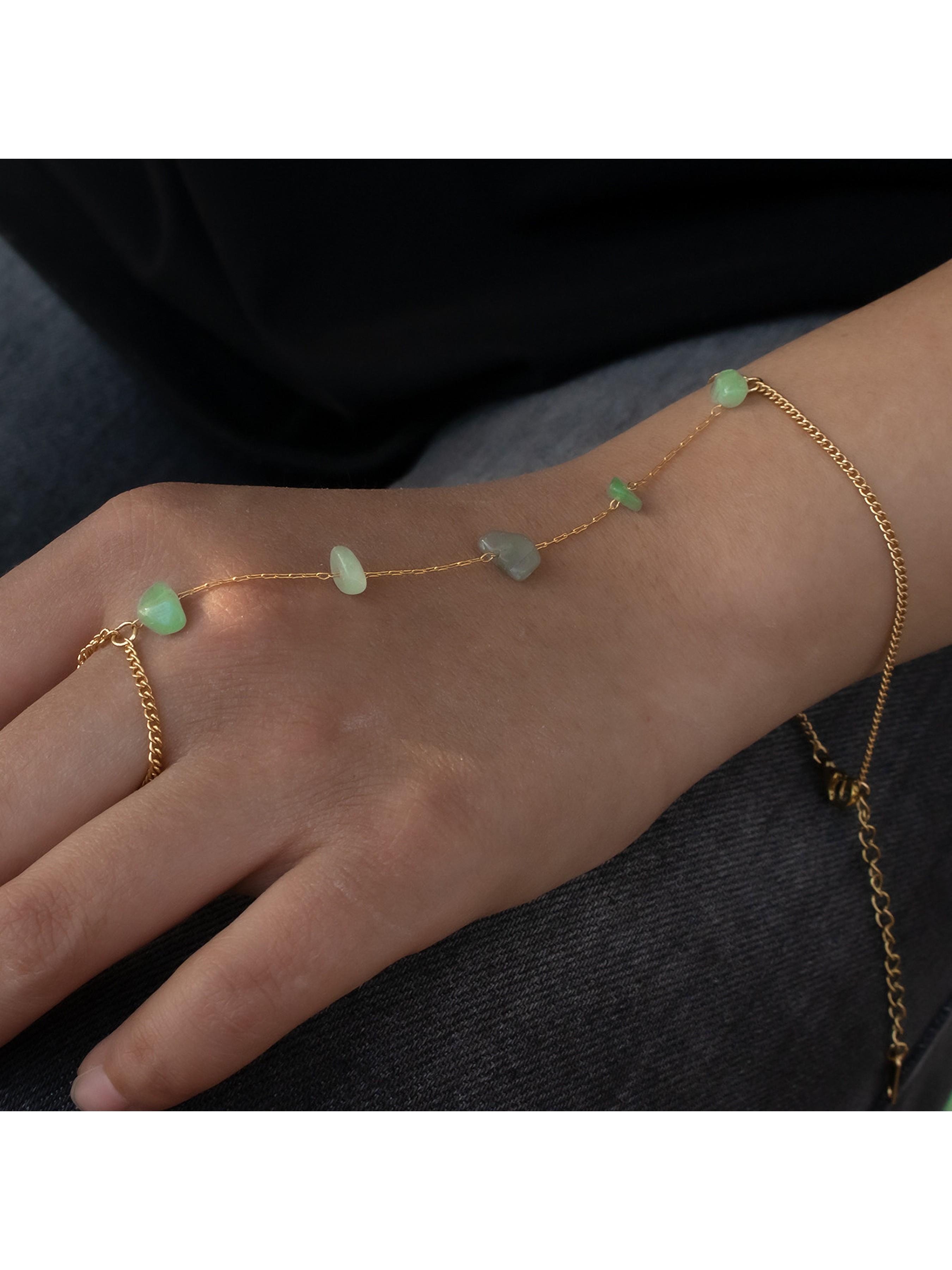 Natural Gemstone Back Bracelet Necklace, 14k Gold Plated Stainless Steel, Healing Crystal Pendant, Adjustable, Waterproof, Ideal Gift