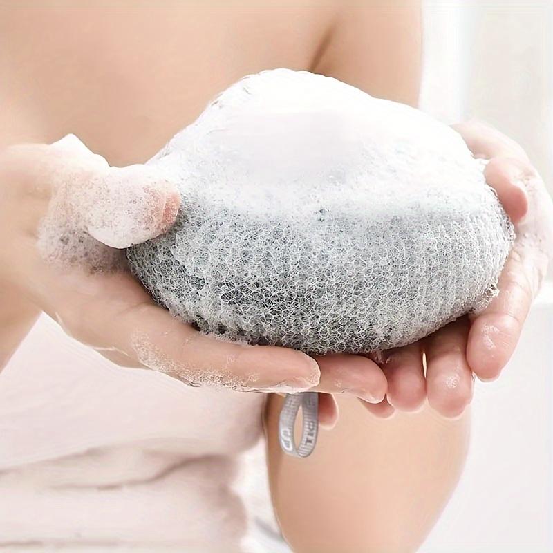 Luxury 5-Piece Massage Bath Sponge Ball Set with Suction Cup - Exfoliating Sponge Ball Shower Accessories for Soft Skin - Floral Design for Relaxing Bath