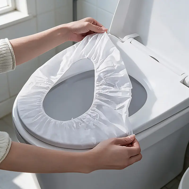 10Pack Disposable Toilet Seat Covers Set, Toilet Seat Protectors, Toilet Lid Covers For Bathroom, Travel Home Use Non-Woven Fabric, Soft Paper Cover, Comfortable Hygienic