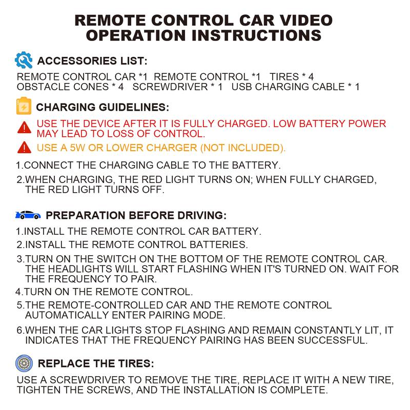 1:24 Scale Remote Control Drift Car - 2.4GHz 4WD RC Drift Car with LED Lights & Tires - Remote Control Racing Car, Perfect Birthday Gift for Kids