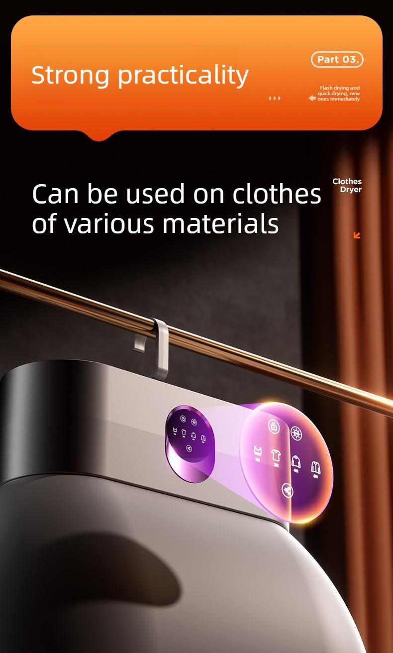 Foldable Portable Clothes Dryer, 360° Circulating Hot Air Fast Dryer with 8H Timer, Touch Screen Control, Overheat Protection, No-Installation Compact Laundry Dryer for Apartment Dorm RV Travel