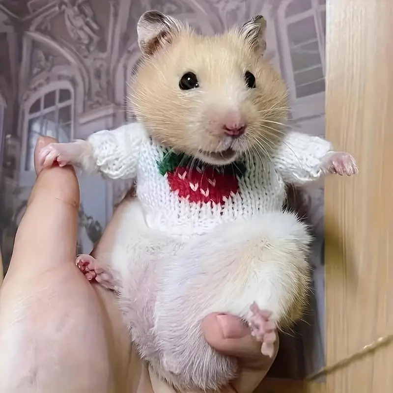 Handmade Linen Pet Sweater, Thick Cozy Hamster Outfit, Festive Christmas Gift for Small Animals, Pet Accessories for Small Pets