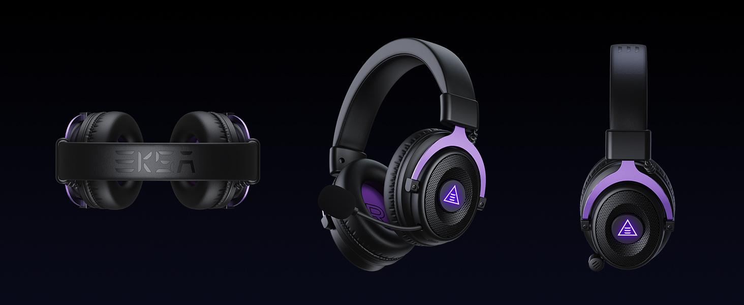 2.4GHz Wireless Gaming Headset, USB & Type-C, 30ms Low Latency, Over Ear Wired&Bluetooth Gaming Headset with Microphone for PC/PS4/PS5/Switch/Mobile/Mac, 80Hrs Playtime, RGB, Computer Headset