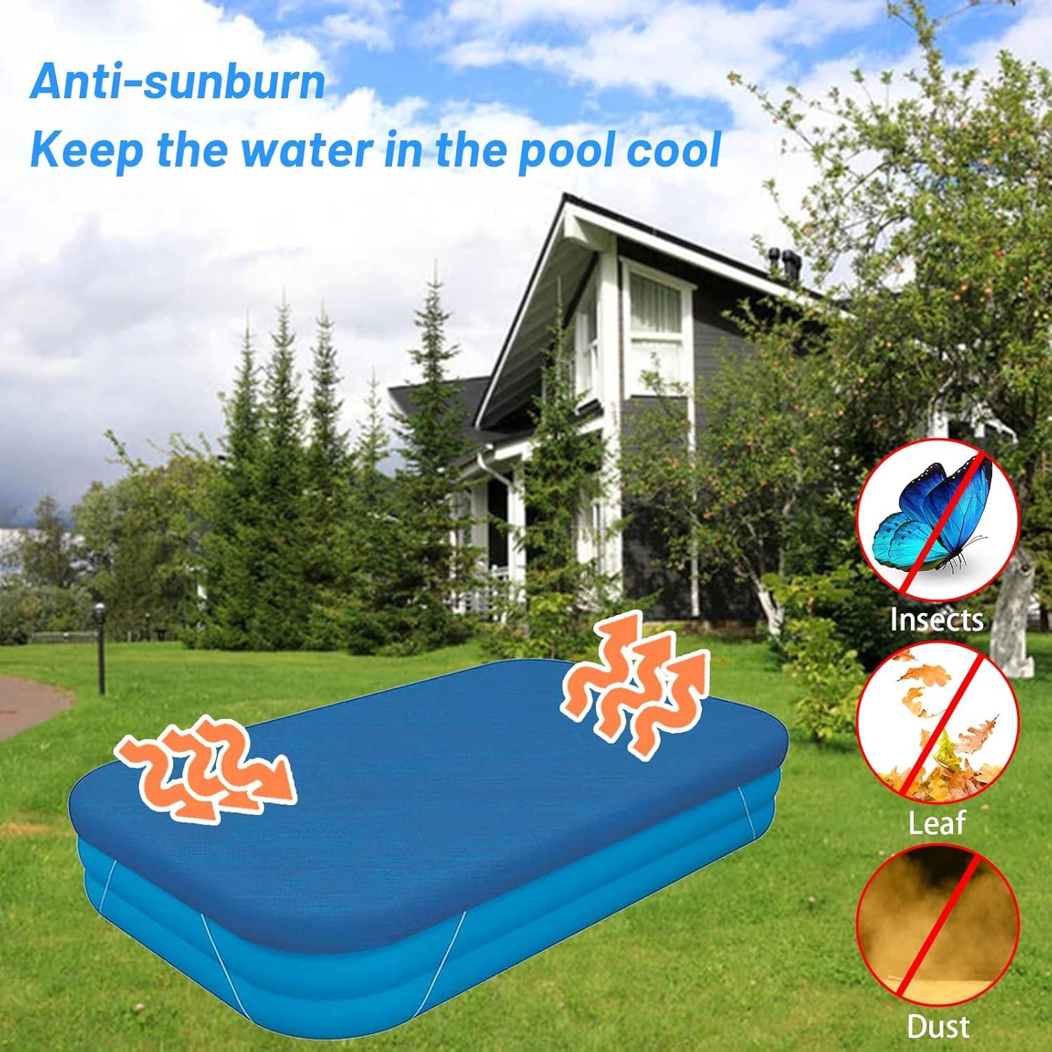 Rectangular pool cover, suitable for 120-inch × 72-inch rectangular inflatable pools, portable inflatable pool cover