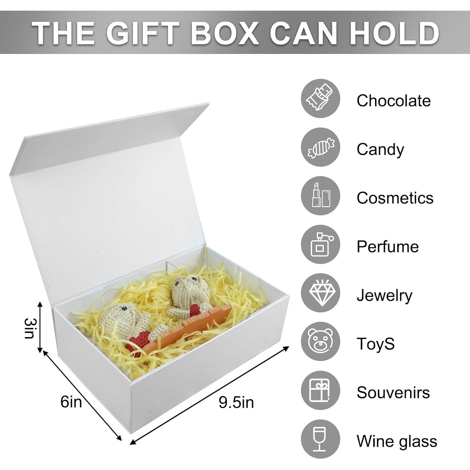 9.5x6x3 inches  Boxes with  Closure,White for Birthday and Holiday Gifts (WHITE, Pack of 1)
