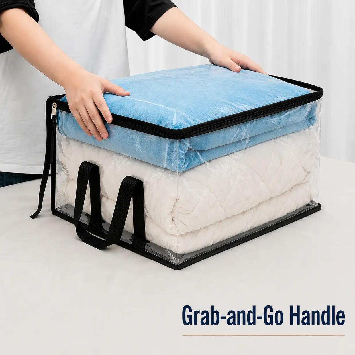 Transparent Storage Box, Thickened PVC Waterproof Dustproof, with Handle, Doll Book Organizer, Doll Storage Container, Multi-Use Bag for Home Camping Moving Garage
