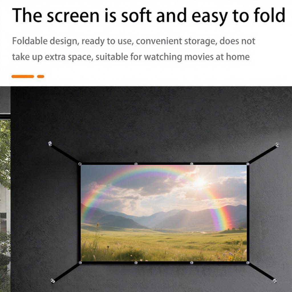 60-72-84-100-120-150 inches, multifunctional double-sided, easy to clean, soft white portable, 16:9 high-definition foldable indoor/outdoor projection screen, with portable bag, suitable for home theater, camping, Projector screen