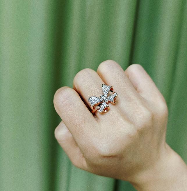 Jeulia Bowknot Design Round Cut Sterling Silver Ring Sterling Silver Zircon Engagement