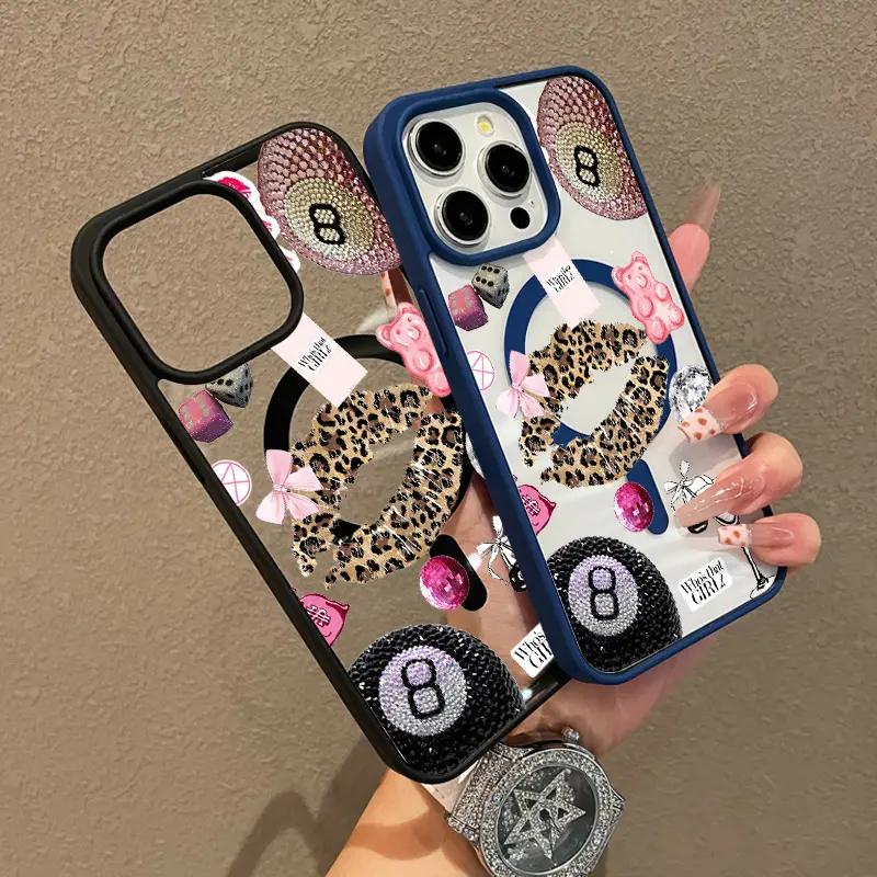 Adorable Magnetic Case for iPhone11 12 13 14 15 16 17 Glam Collage Art MagSafe Compatible, Lightweight, Anti-Fall,Girly,Chic Style