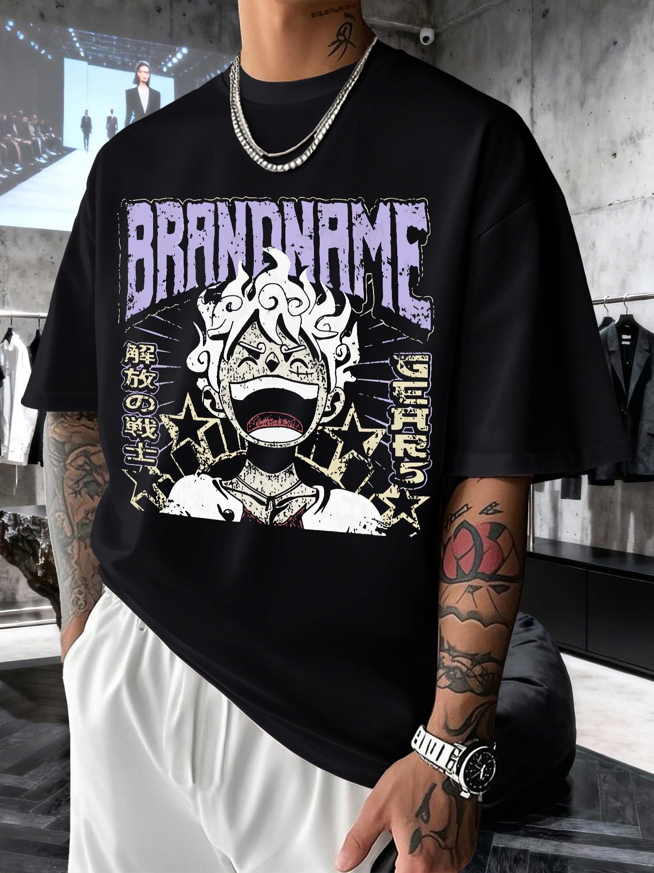 Men's Retro Anime Print T-Shirt, Casual Short Sleeve Top, Comfortable Round Neck, Slim Fit, Spring Summer Fashion, Streetwear Style