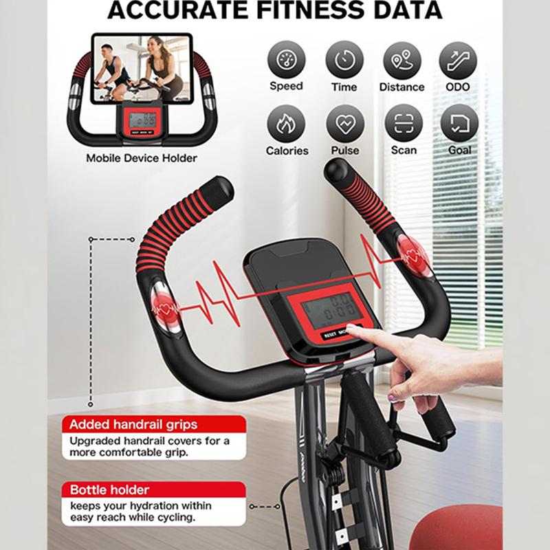 pooboo Foldable Exercise Bike 4-in-1 Indoor Riding Bike, Adjustable Resistance Exercise Cycling, Magnetic Upright X Fitness Cycle Comfort Seat