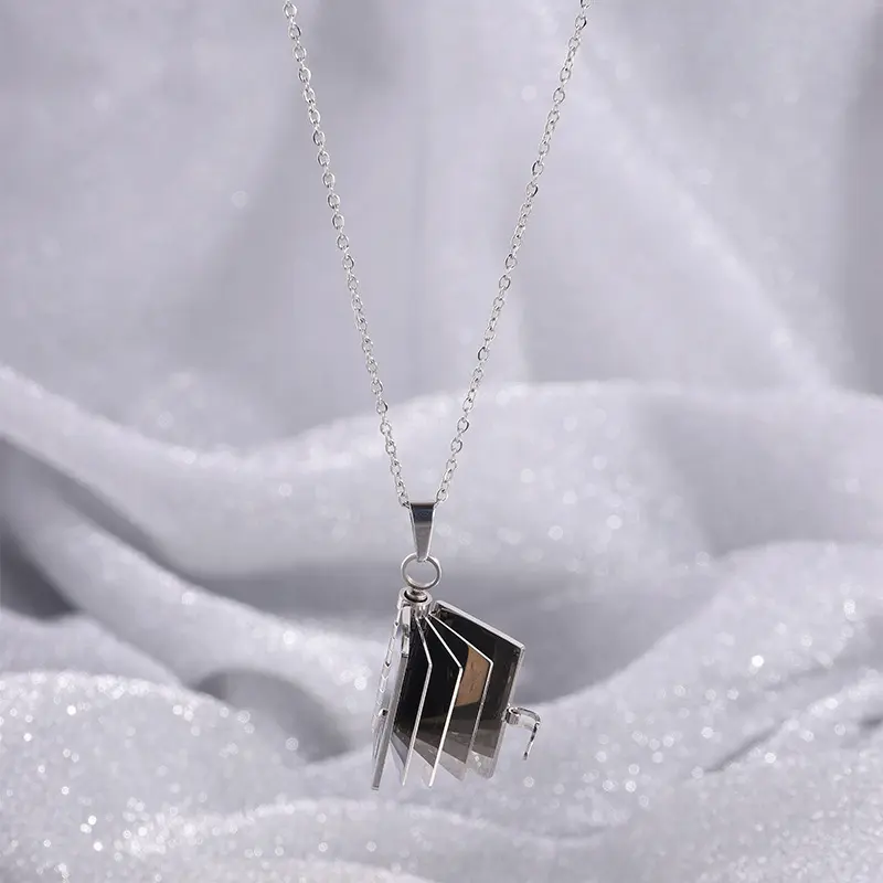 Titanium steel necklace, female love letter necklace, can open book pendant, new personalized temperament necklace, collarbone chain