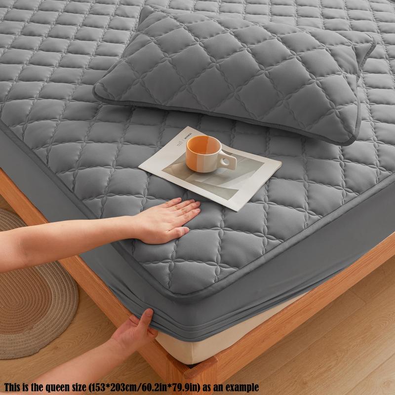 Waterproof Quilted Mattress Cover, 1 Count Soft Comfortable Breathable Mattress Protector, Bedding Supplies for Bedroom, Guest Room, Apartment, School, Home, Hotel