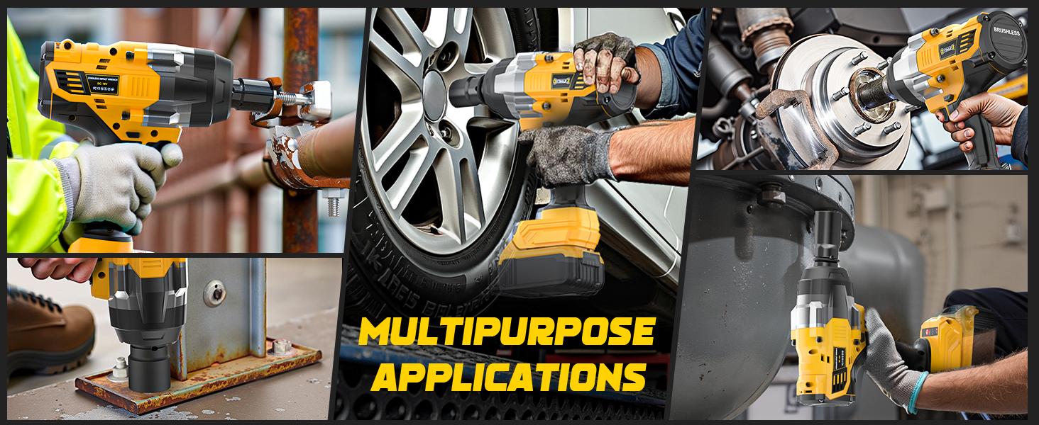 1700Ft-lbs (2300N.m) Cordless Impact Wrench 1/2" Compatible with Dewalt/Milwaukee Battery(No Battery!!),Brushless Impact Gun with 4 Modes & LED Light for CarTruck