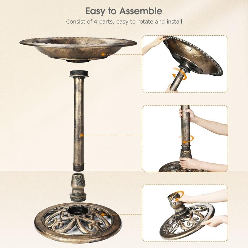 AISITIN Outdoor Garden Bird Bath Fountain,With a Solar Fountain,Weather Resistant Polyresin,For Outdoor Use in Settings Gardens,Patios,and Ponds
