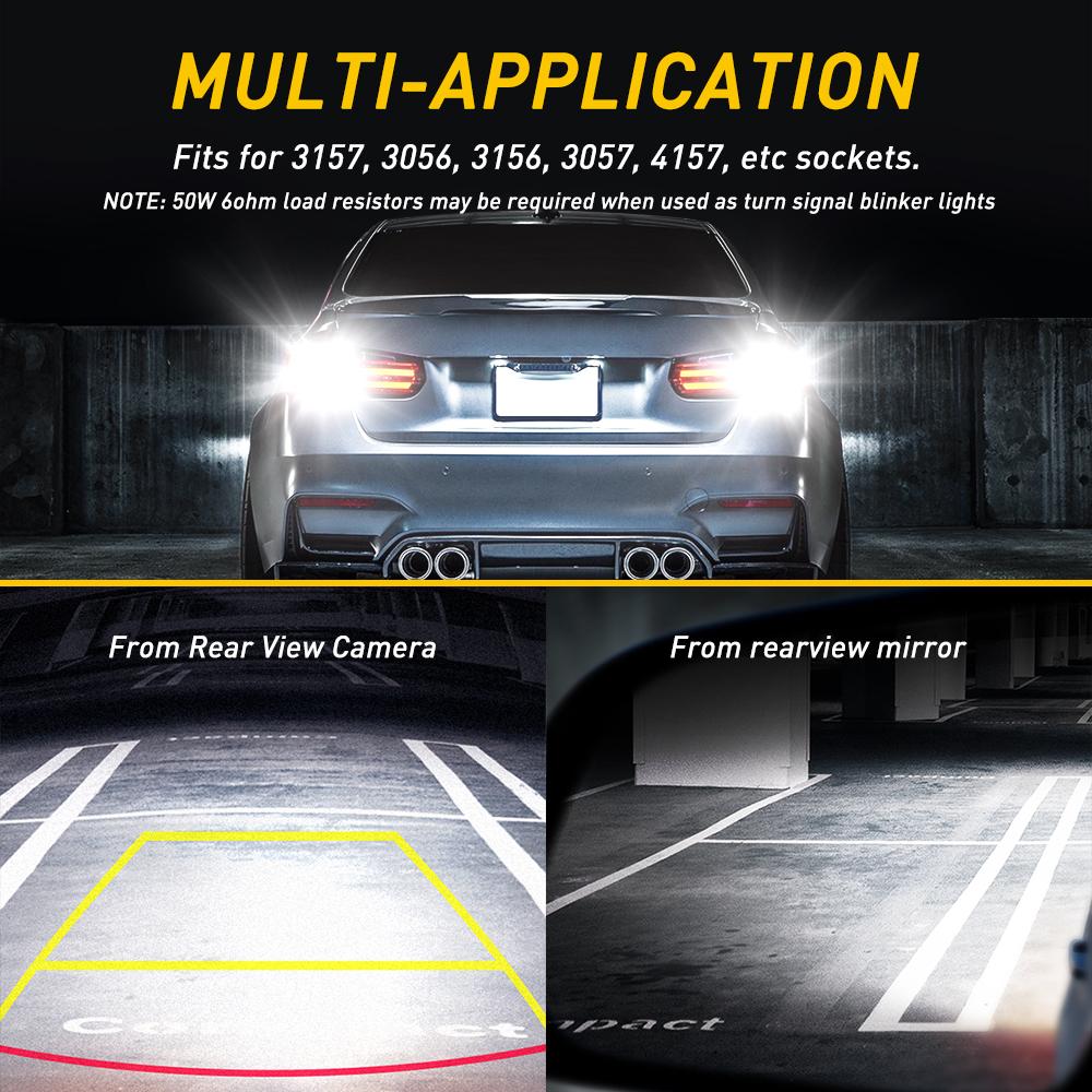 AUXITO 3157 LED Bulbs Reverse Lights, 102-SMD Chipsets 500% Brighter 3056 3156 3057 4157 LED Bulbs with Projector for Reverse Back Up Lights Tail Brake Signal Parking Lights, 6000K White AUXITO 3157 LED Bulbs Reverse Lights, 102-SMD Chipsets 500% Brighter 3056 3156 3057 4157 LED Bulbs with Projector for Reverse Back Up Lights Tail Brake Signal Parking Lights, 6000K White