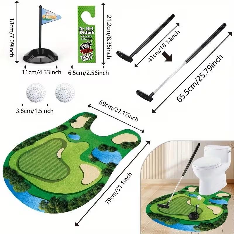 Mini Golf Game Set for Any Bathroom, Engaging Bathroom Accessory, Toilet Game, Perfect Gift for Dad and Husband, Funny Prank Gift for Boyfriend, Fun Accessories, Unique Decoration