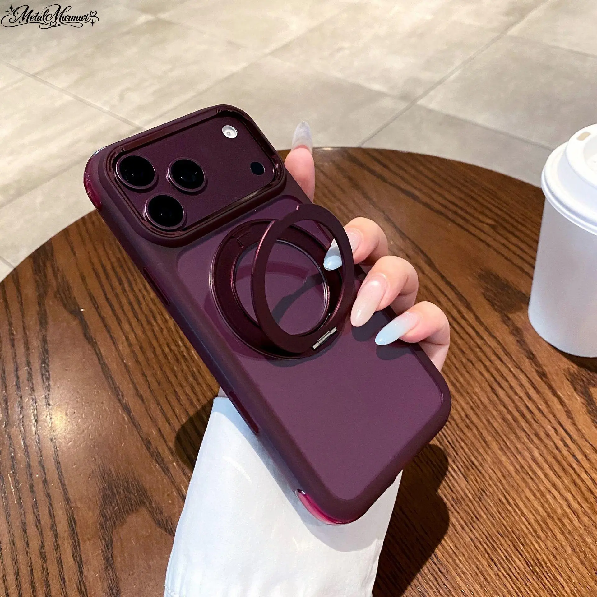 Magnetic Wireless Charging Smartphone Casing for iPhone 17/18 Series Pro Models - Premium Durable Shockproof Anti-Drop, Full Lens Coverage, Dustproof, 360° Rotatable Ring Holder, Matte Cover for Cellphone Handheld Devices