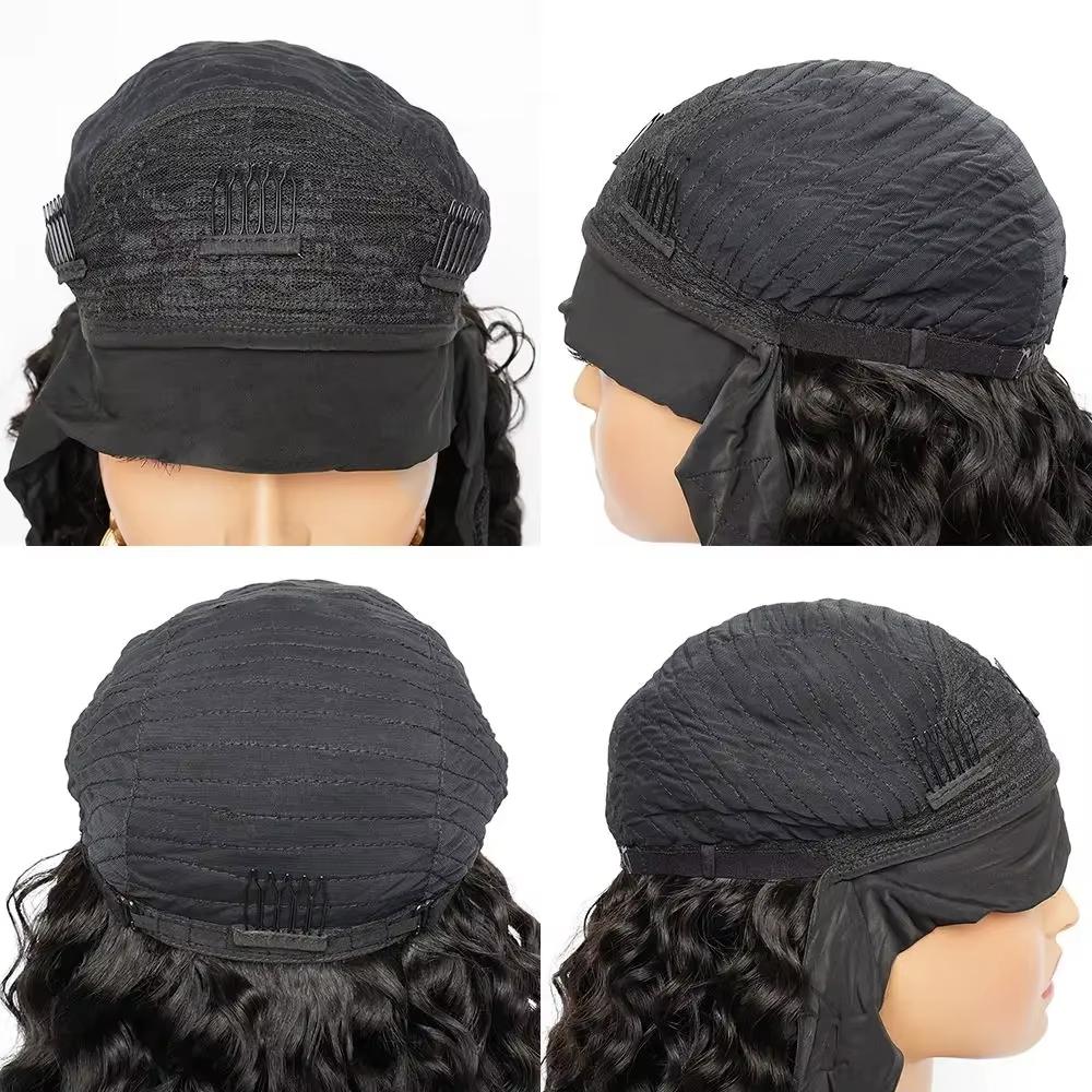 Bling Hair Curly Headband Wig Deep Wave Headband Wigs with Headbands Attached Glueless Black Wig 150% Density for Daily Use (26 Inch)