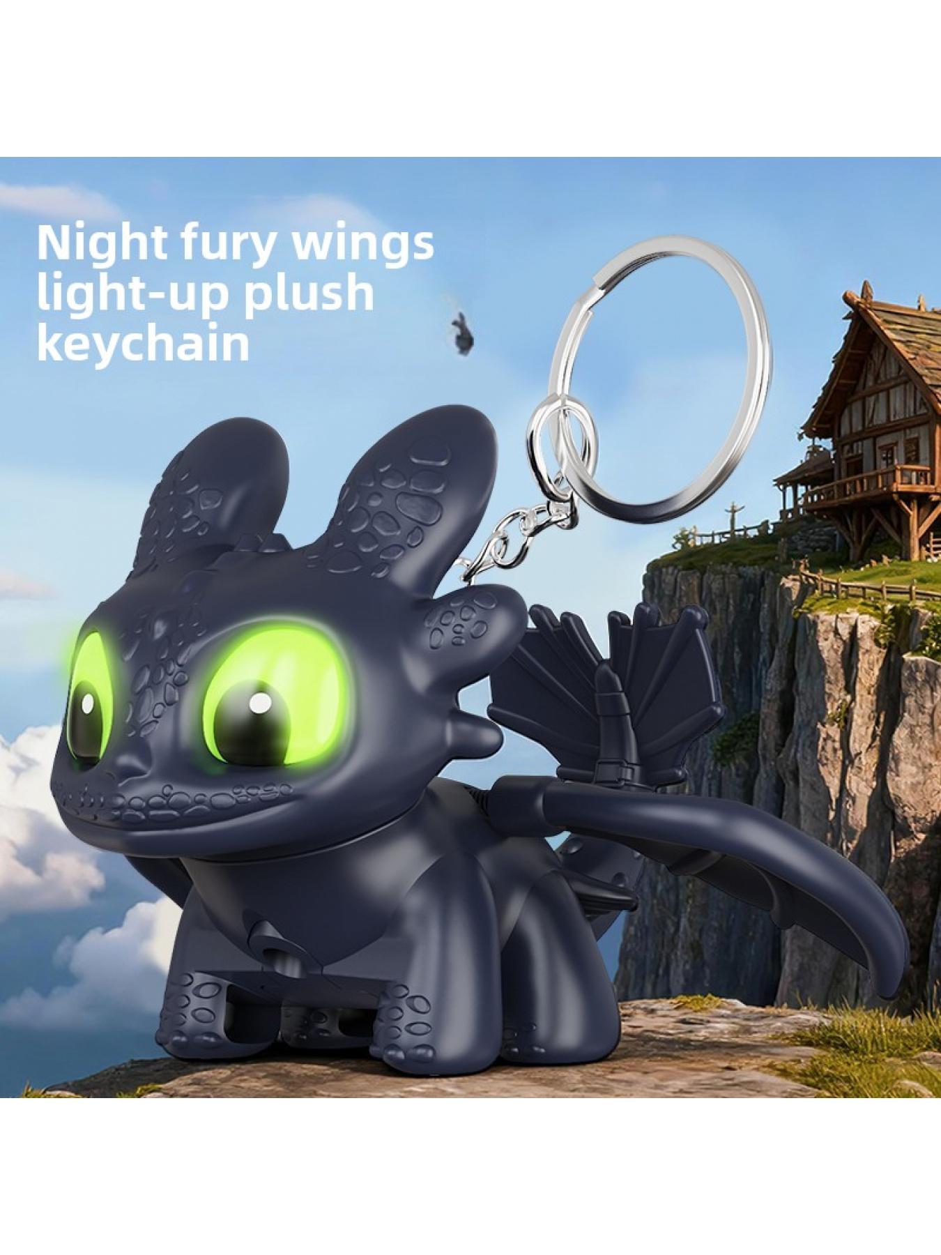 Luminous Dragon Trainer Toothless Keychain, Cute Movable Light-Up Pendant, Unique Gift for Birthday, All-Season Cartoon Style Accessory