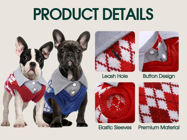 Kuoser Plaid Dog Sweater Warm Clothes, Patchwork Design Pet Dog Knitwear Classic Pullover Puppy Coat Cold Weather Sweatshirts with Leash Hole for Small Medium Cats Dogs Kuoser Plaid Dog Sweater Warm Clothes, Patchwork Design Pet Dog Knitwear Classic Pullover Puppy Coat Cold Weather Sweatshirts with Leash Hole for Small Medium Cats Dogs