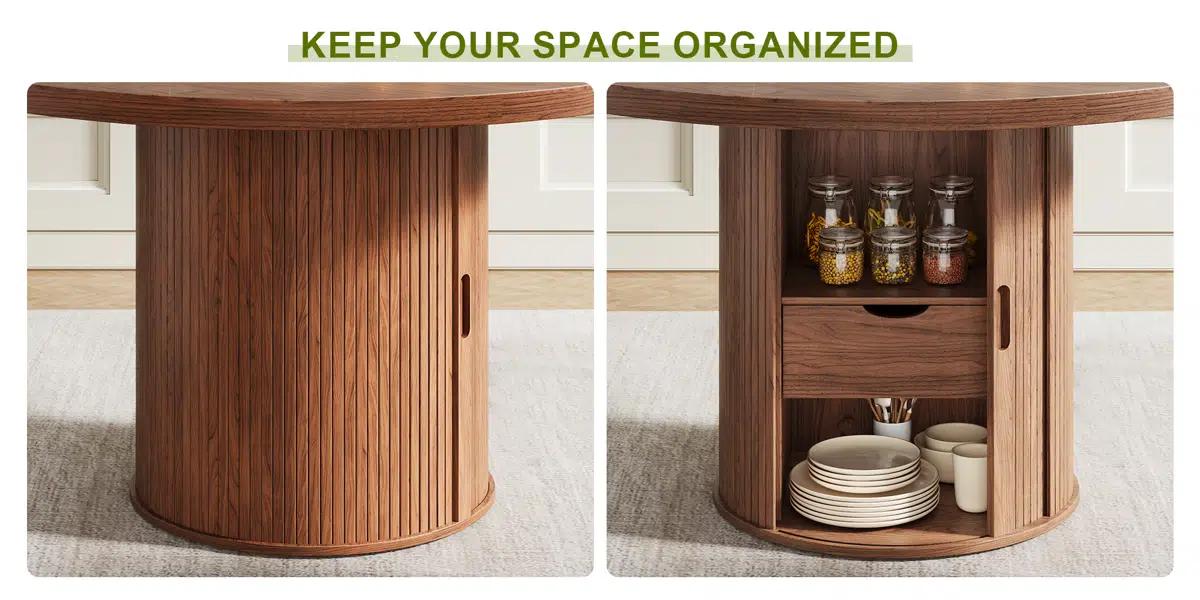 【SPOTLIGHT DAY】ONBRILL 47" Round Dining Table With Strong Drawer, Dining Room Furniture, Kitchen Furniture