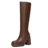 【Black Friday】Athlefit Women's PU Leather Platform Boots - 3.15-inch Chunky Heel, Square Toe, Side Zipper, Comfortable Sole, Stylish Fashion Booties black friday deals 2026,black friday under $50,gift for her,holiday deals