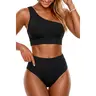 Holipick Women One Shoulder High Waisted Bikini Sets Two Piece Swimsuit Tummy Control Bathing Suit Full Coverage Vacation Swimwear for Women SwimWeek