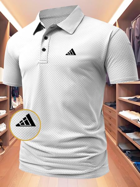 Men's Summer Polo Shirt, Casual Golf Polo Fitted Short Sleeve Design, New Jacquard Fabric, Available in Navy