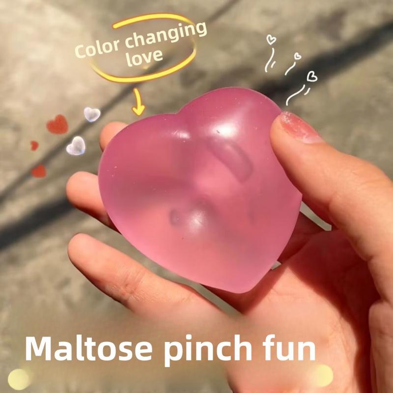 Heart Squishy Stress Relief Toy, Photochromic Maltose Squishy, Moldable Slow Rebound, Anxiety Relief Fidget Squeeze Toy