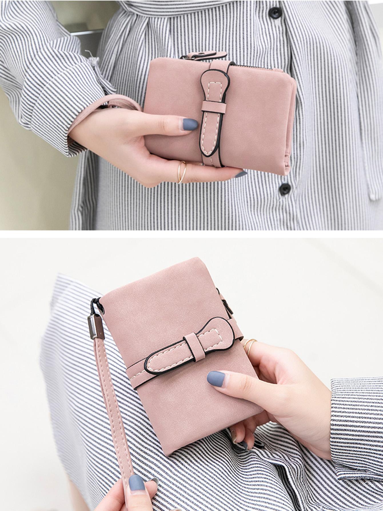 Multifunctional Plain Short Wallet, Vintage Coin Purse with Card Slots, ID Window, Zipper Pocket, Card Holder Organizer, Christmas Gift, Valentine's Day Gift, Ideal Gift