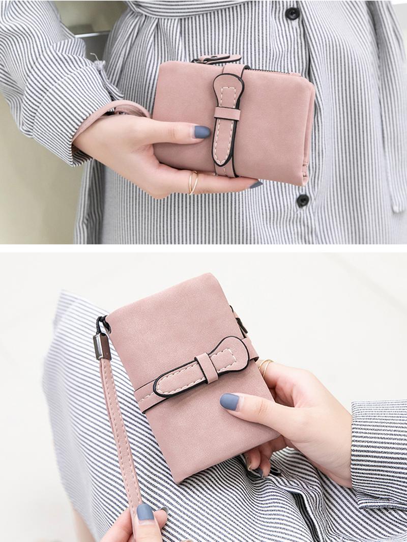 Multifunctional Plain Short Wallet, Vintage Coin Purse with Card Slots, ID Window, Zipper Pocket, Card Holder Organizer, Christmas Gift, Valentine's Day Gift, Ideal Gift