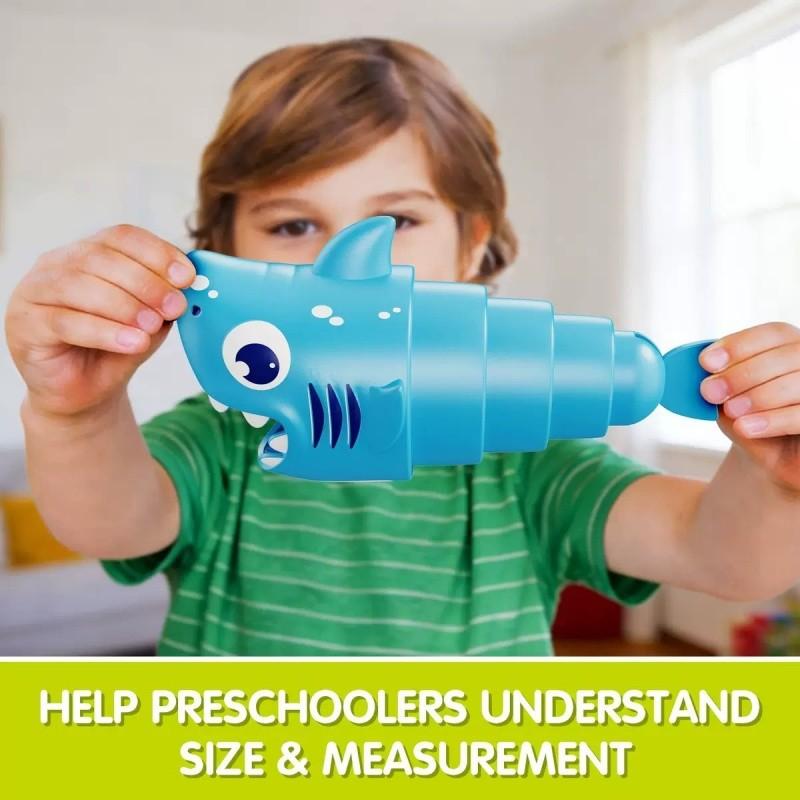 Retractable Shark Fishing Game for Kids Preschool Math Games for 3 Year Old Tabletop Fishing Game with 1 Rods and 8 Surprise Fish Interactive Family Game Preschool Learning Toys