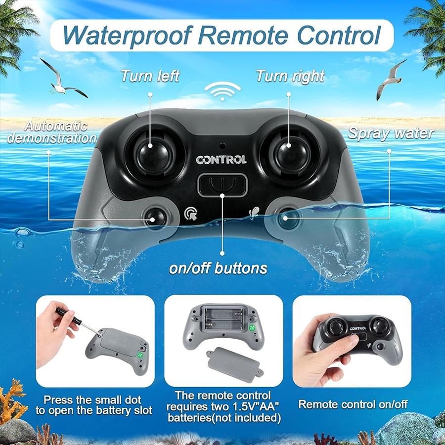 Remote Control Mosasaurus Toy Animals, Rechargeable Pool Simulation, Light & Water Spray Function, Electric Sea Monster, Birthday Gift