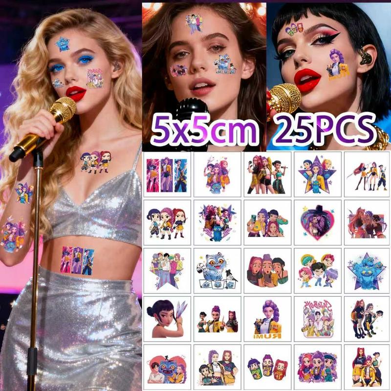 50pcs Kpop Demon Hunter Temporary Tattoo Stickers, Fun Anime Game Cartoon Body Art, DIY Toys Reward Party Gifts for Kids