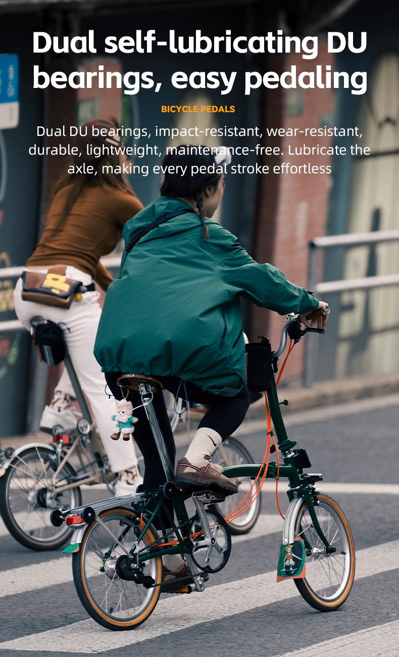 ROCKBROS Folding Bike Pedals Aluminum Alloy Foldable Bicycle Pedals 9/16 Inch Lightweight with Reflective Strips&Non Slip for Folding Bike, Electric Bike