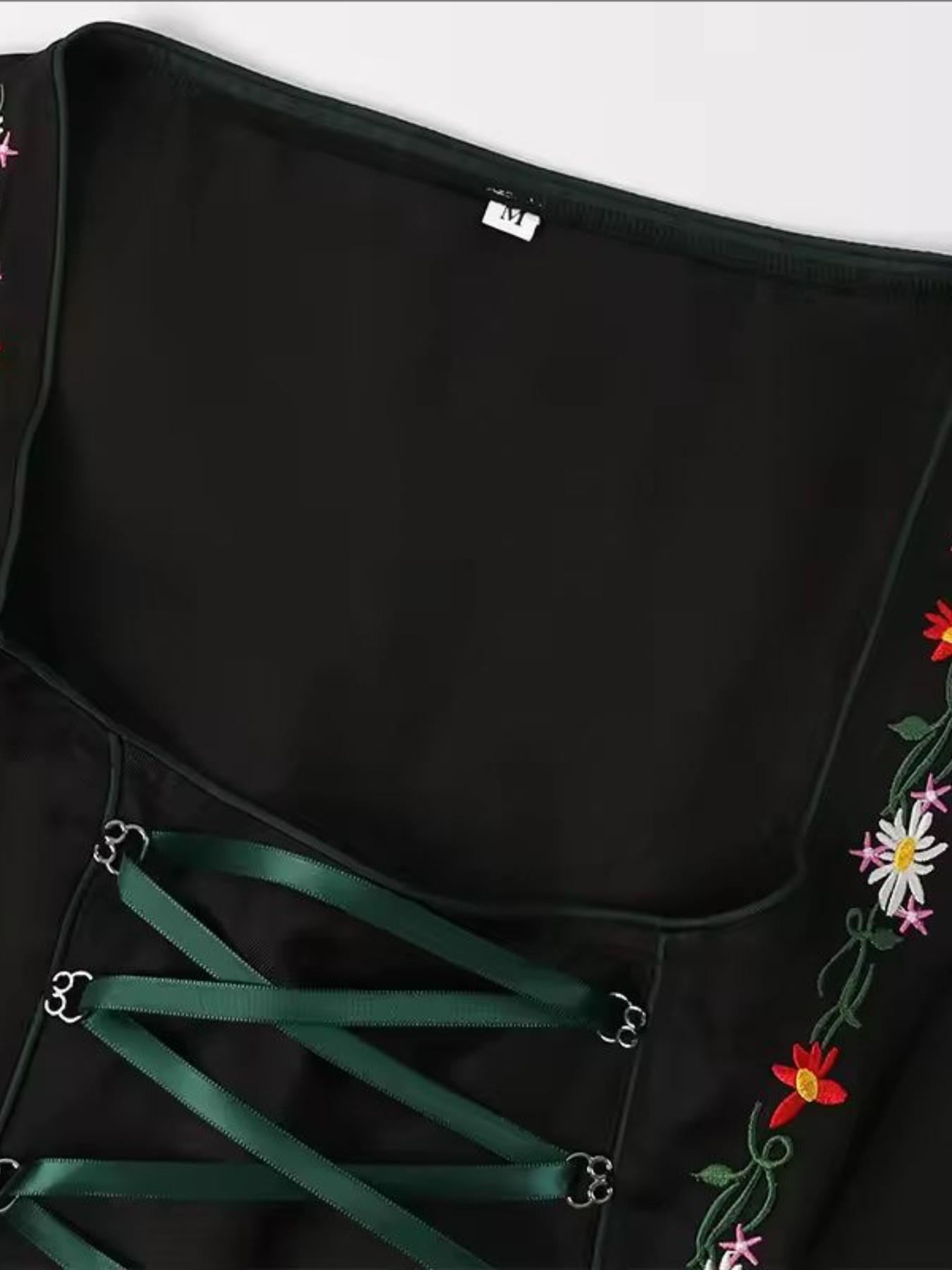 German Dirndl Women's Traditional Beer Festival Dress, Floral Print Lace Bavarian Costume, Fitted All-Season Party Wear