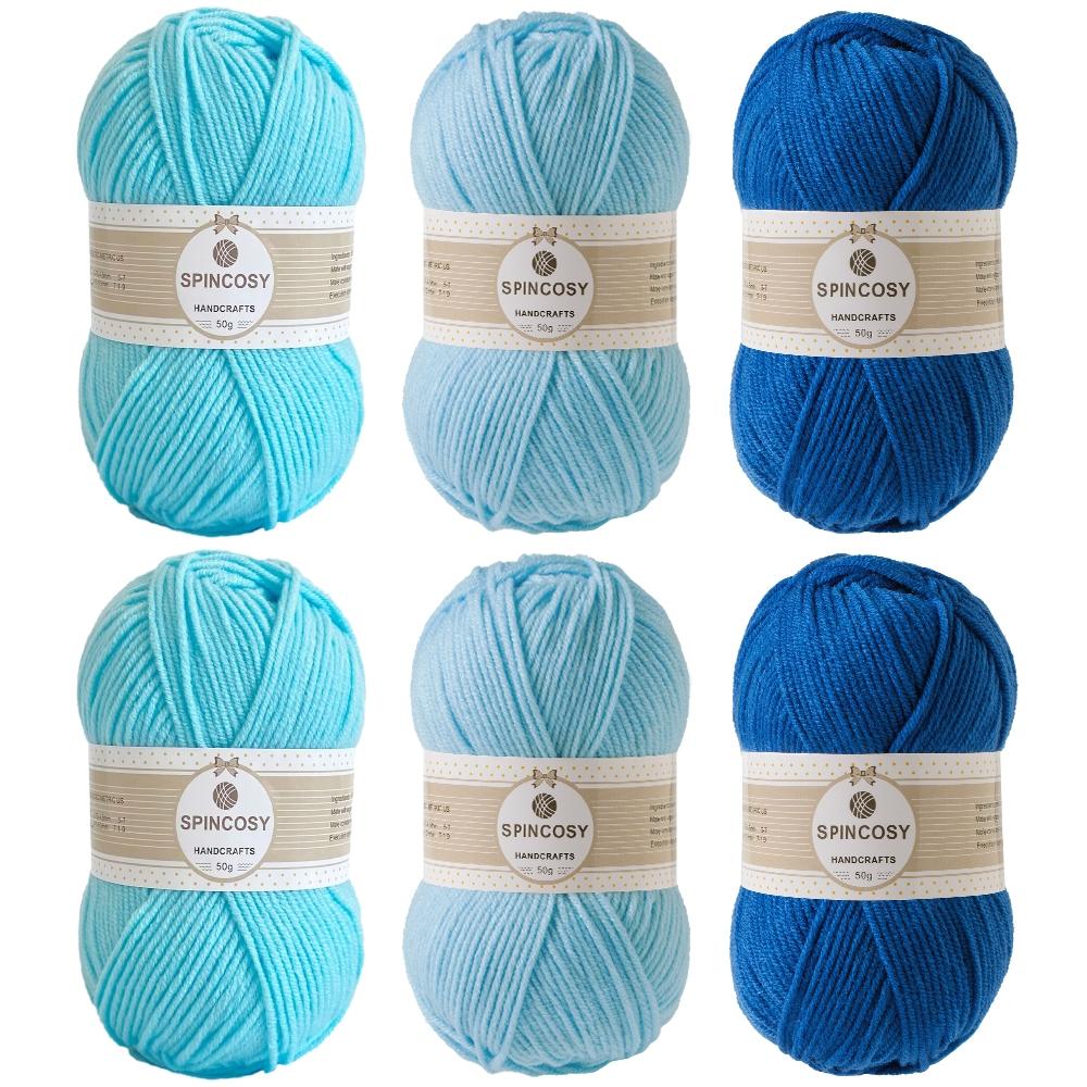 6-Pack Multicolor Acrylic Yarn, 50g Per Ball, Soft and Skin-Friendly, Ideal for Knitting Summer Clothes and Hats, DIY Gifts, Outdoor Activities