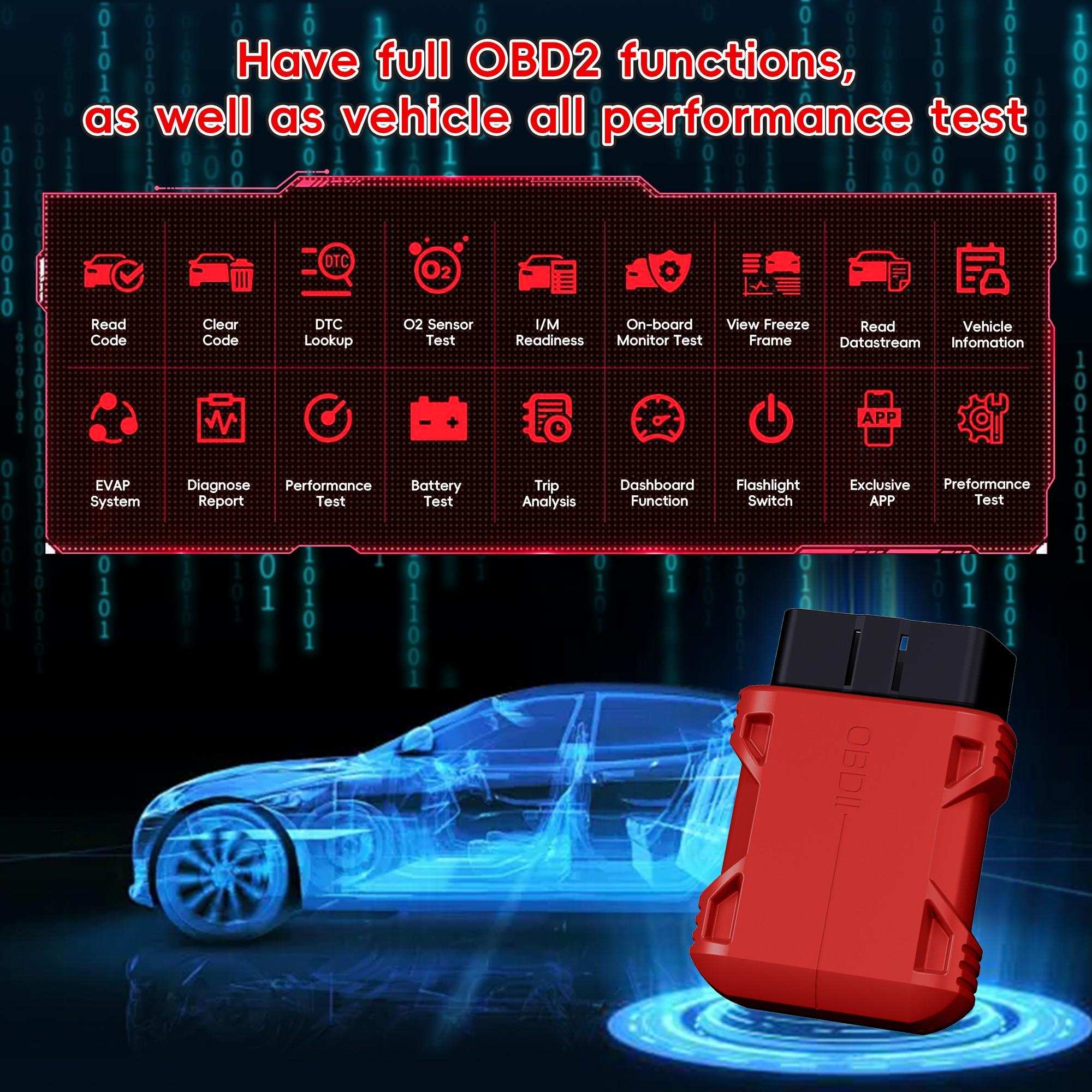 Bluetooth-compatible Obd2 Scanner, Enhanced Wireless Car Fault Code Reader, Automatic Scan Tool, Battery Test, Elm327 Obd2 Diagnostic Scanner