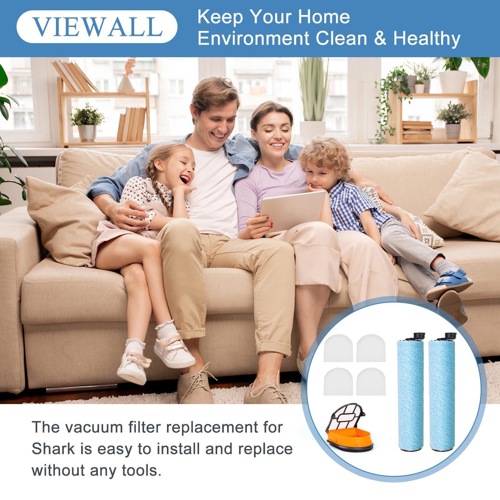 7 Pieces WD161 Replacement HEPA Filter and Brush Roller Set for Shark HydroVac MessMaster AW261, WD160, WD161, WD260, WD261, WD265 Corded 3-in-1 Vacuum, 2 Brush Roller, 4 Foam Filter, 1 Outer-Filter