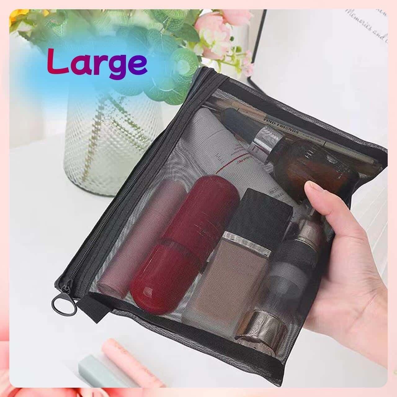 Travel Makeup Bag Organizer, Transparent Mesh Large Capacity Lipstick Holder, Portable Simple Bathroom Kit Storage Bag