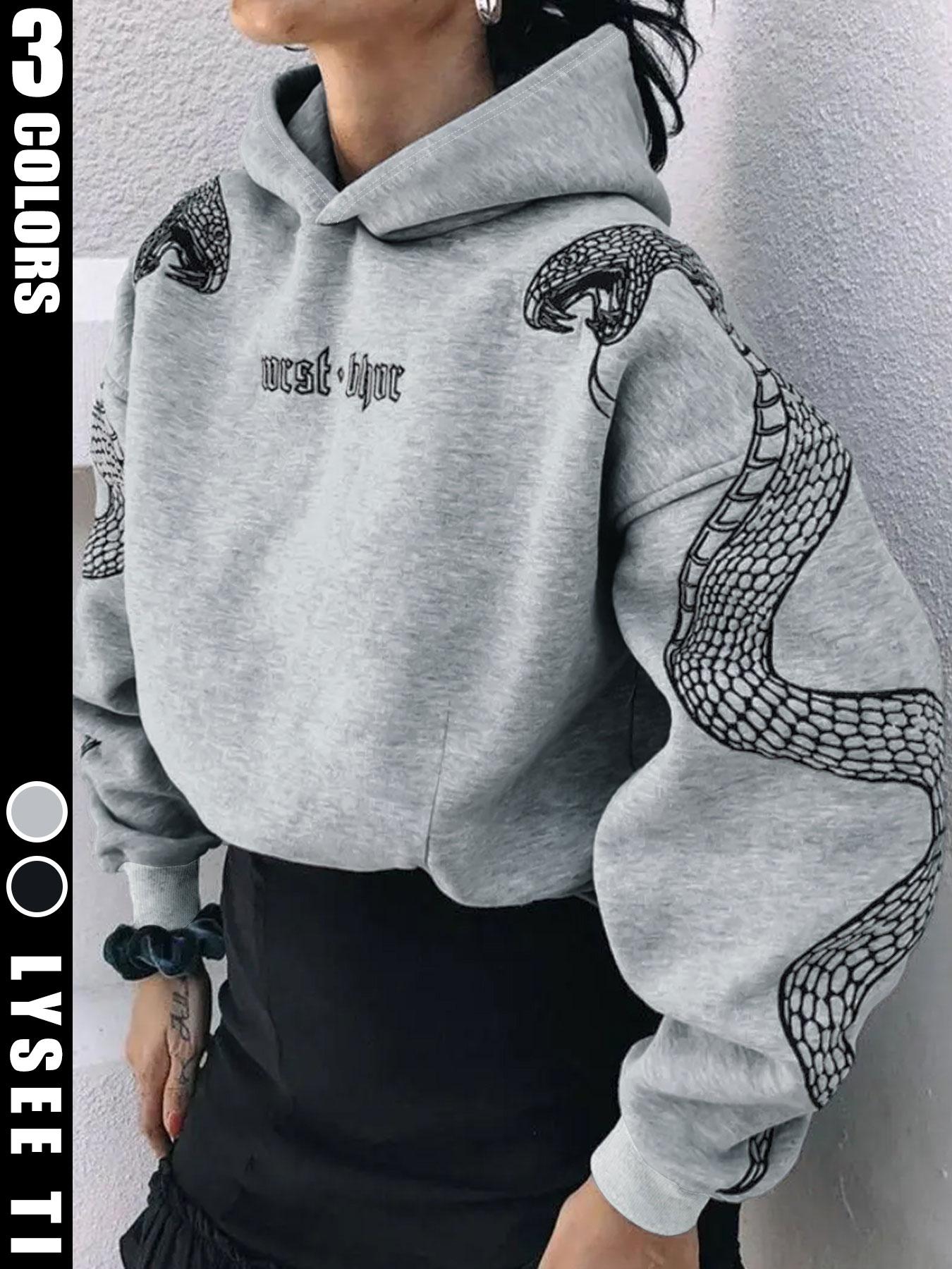 Y2K Street Snake Like Letter Printed Autumn/Winter Fashion Hoodie