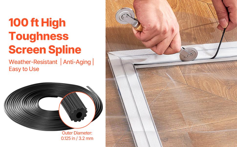VEVOR Window Screen Spline, 100 ftx 0.125 in Window Screen Retainer Spline, PVC Window and Door Screen Spline, Hollow Serrated Screen Holder Spline, for Window Door Screen Repair and Replacement VEVOR Window Screen Spline, 100 ftx 0.125 in Window Screen Retainer Spline, PVC Window and Door Screen Spline, Hollow Serrated Screen Holder Spline, for Window Door Screen Repair and Replacement